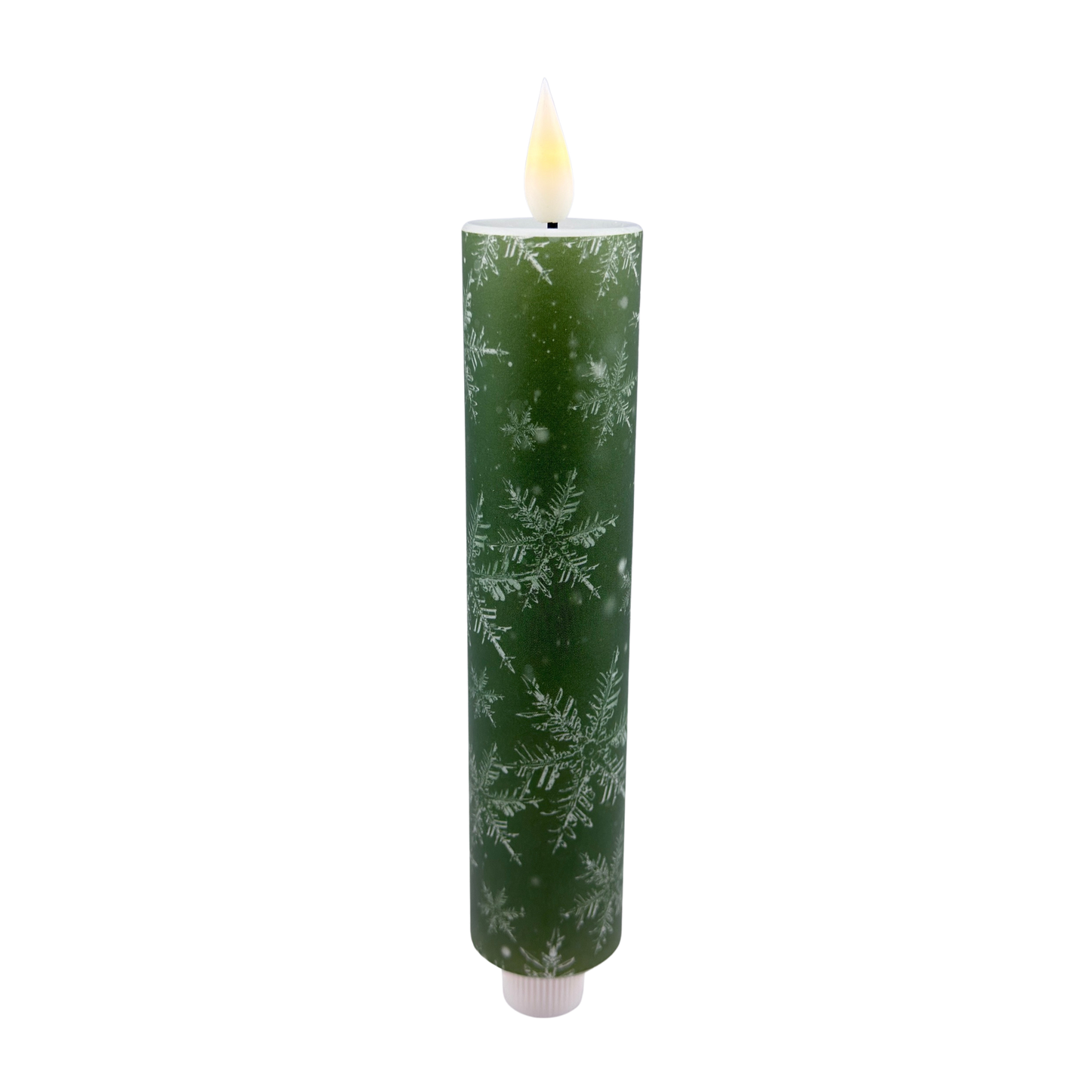 Green Snowflake LED Taper Candle