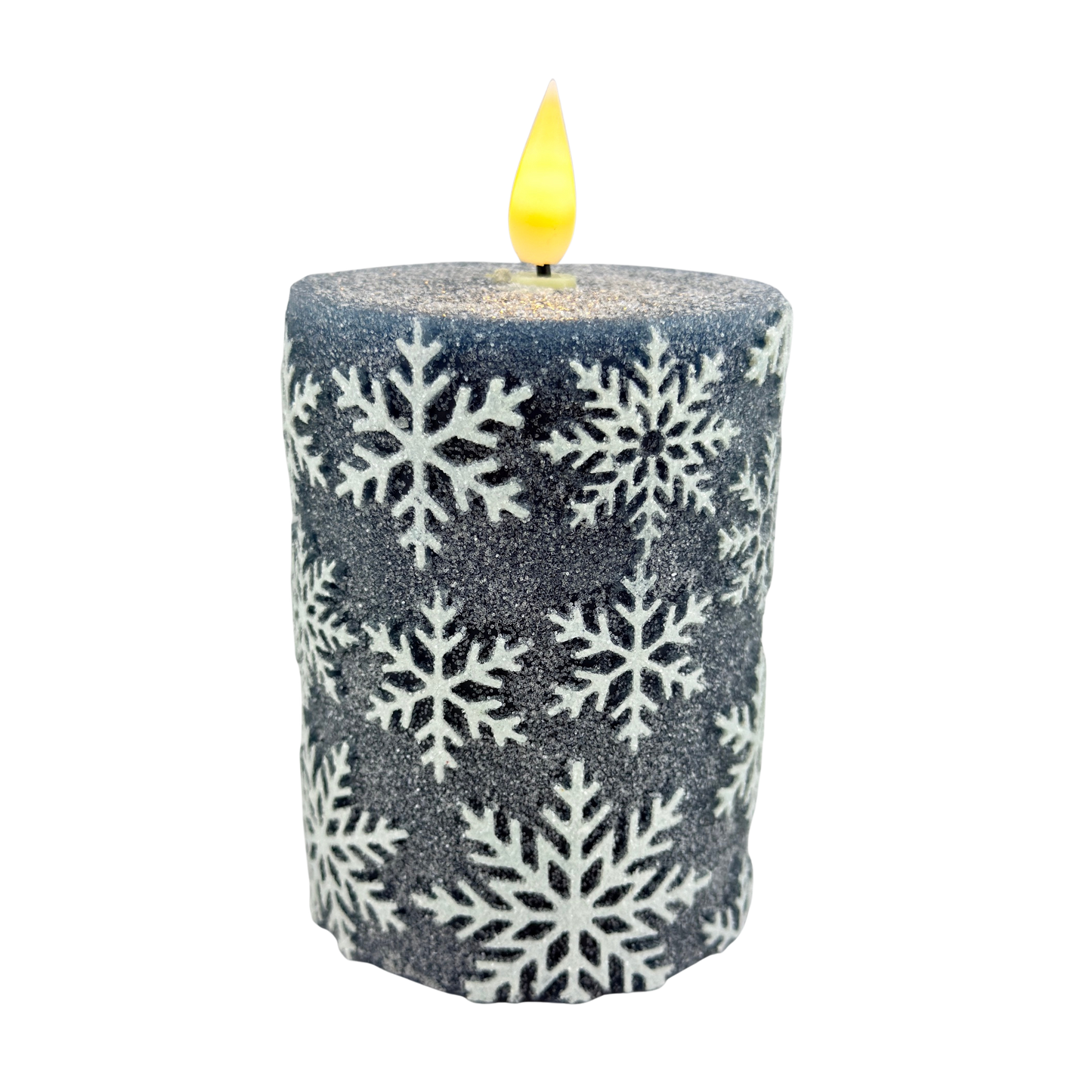 Blue Snowflake LED Timer Pillar - Small