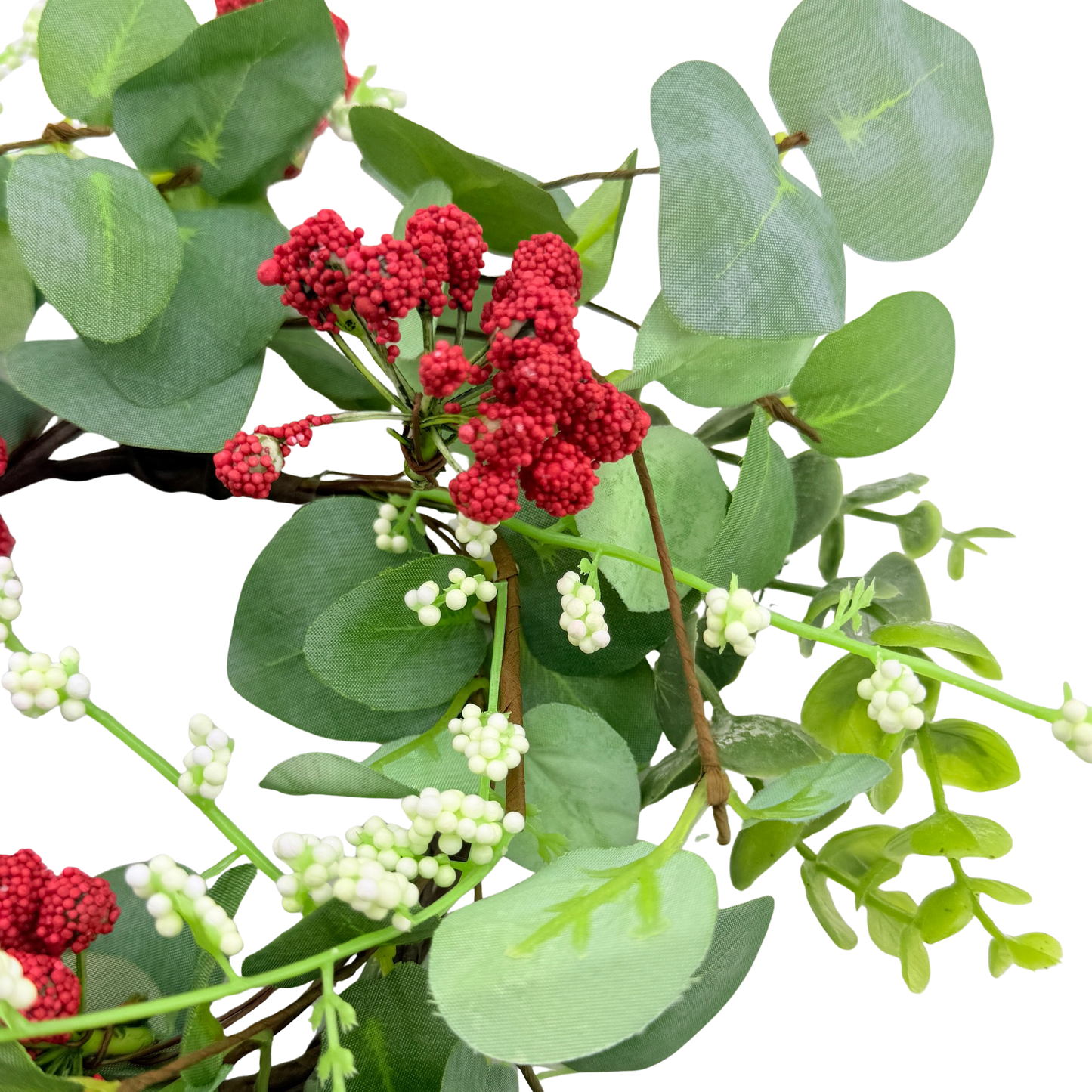 Eucalyptus with Red_Yellow Flowers Candle Ring