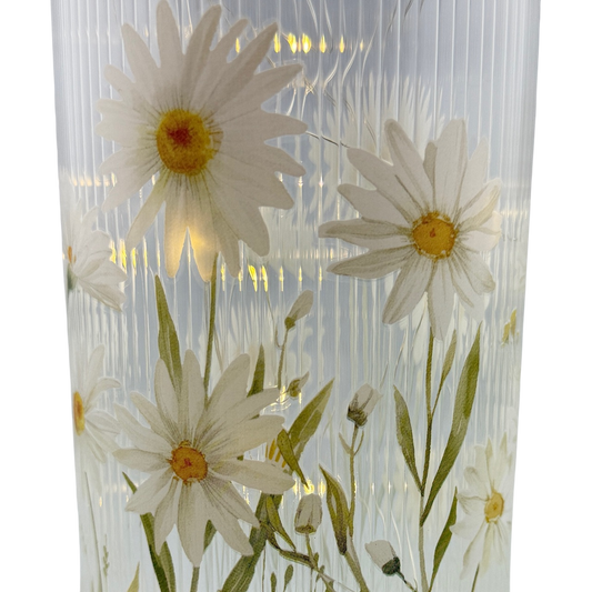 Glass Daisy Jar with Lights
