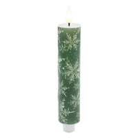 8 inch Green Snowflake Taper Candle