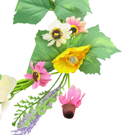 Mixed Pastel Daisy with Grape Leaves Ring