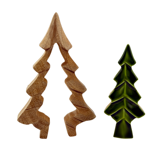 3D Wood and Green Enamel Tree - Small