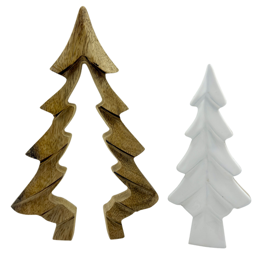3D Wood and White Enamel Tree - Large