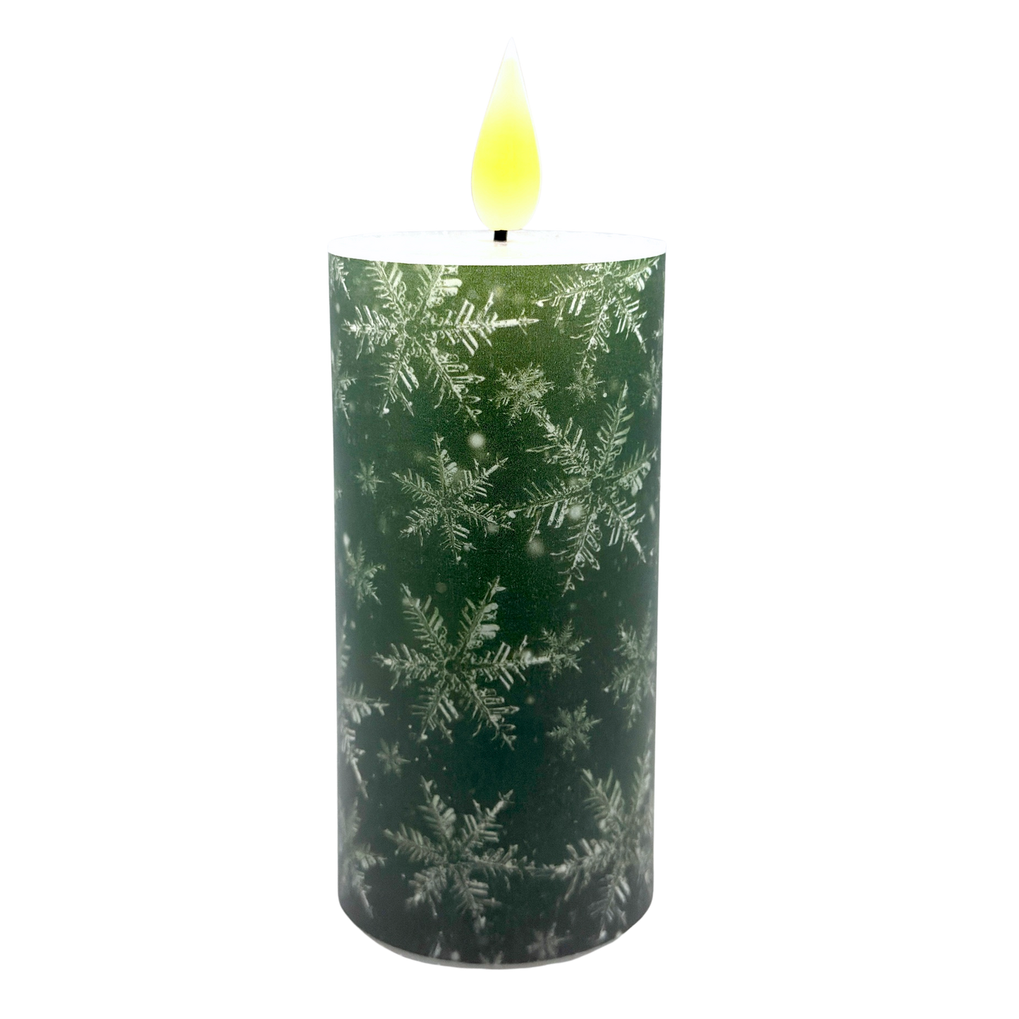 Green Snowflake LED Timer Votive