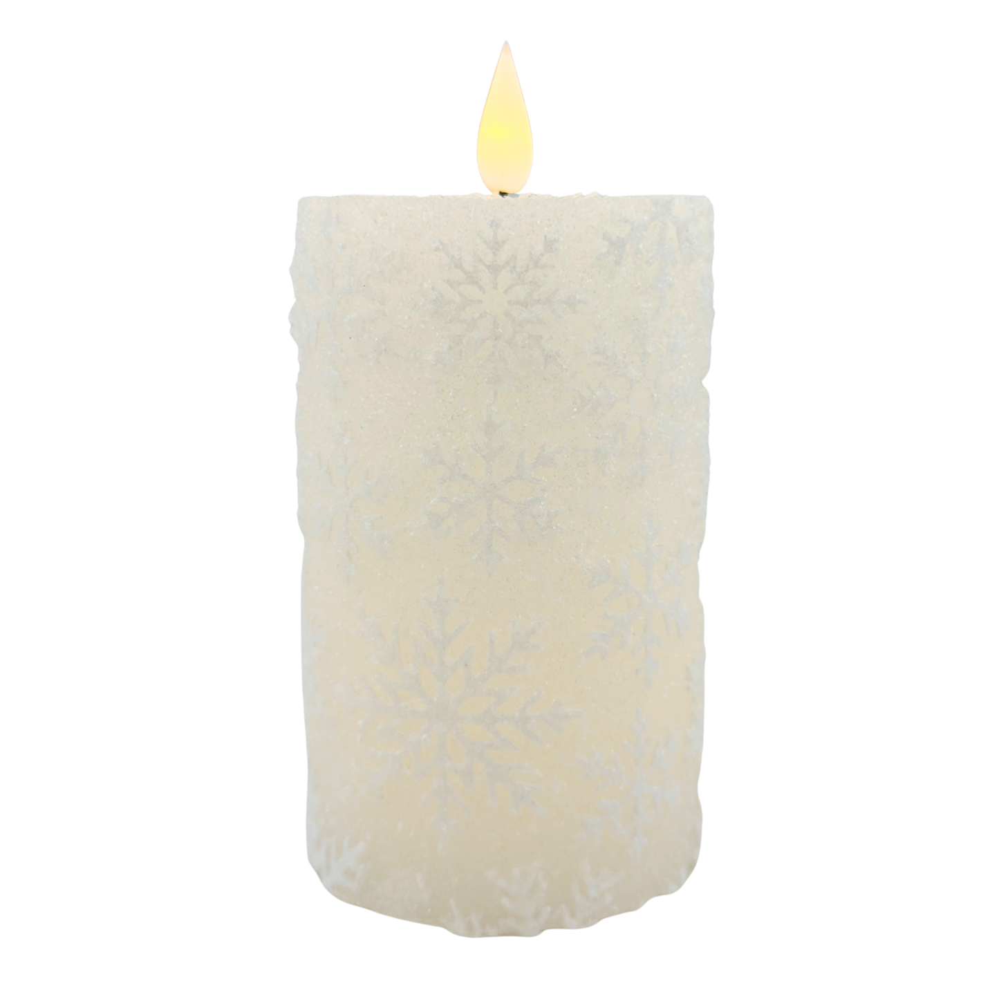 White Snowflake LED Timer Pillar - Medium
