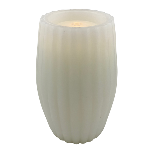 White Ribbed Fountain Candle