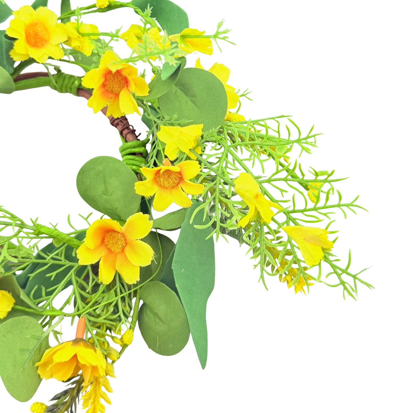 Yellow Wild Daylily with Leaves Candle Ring