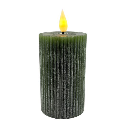 Green Ridged LED Votive - Short