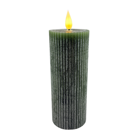 Green Ridged LED Votive - Tall