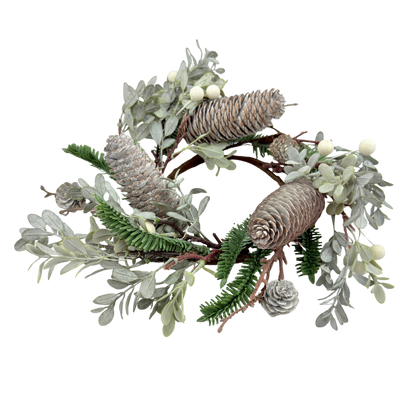 Hemlock, Pine, and Pinecone Candle Ring