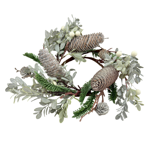 Hemlock, Pine, and Pinecone Candle Ring