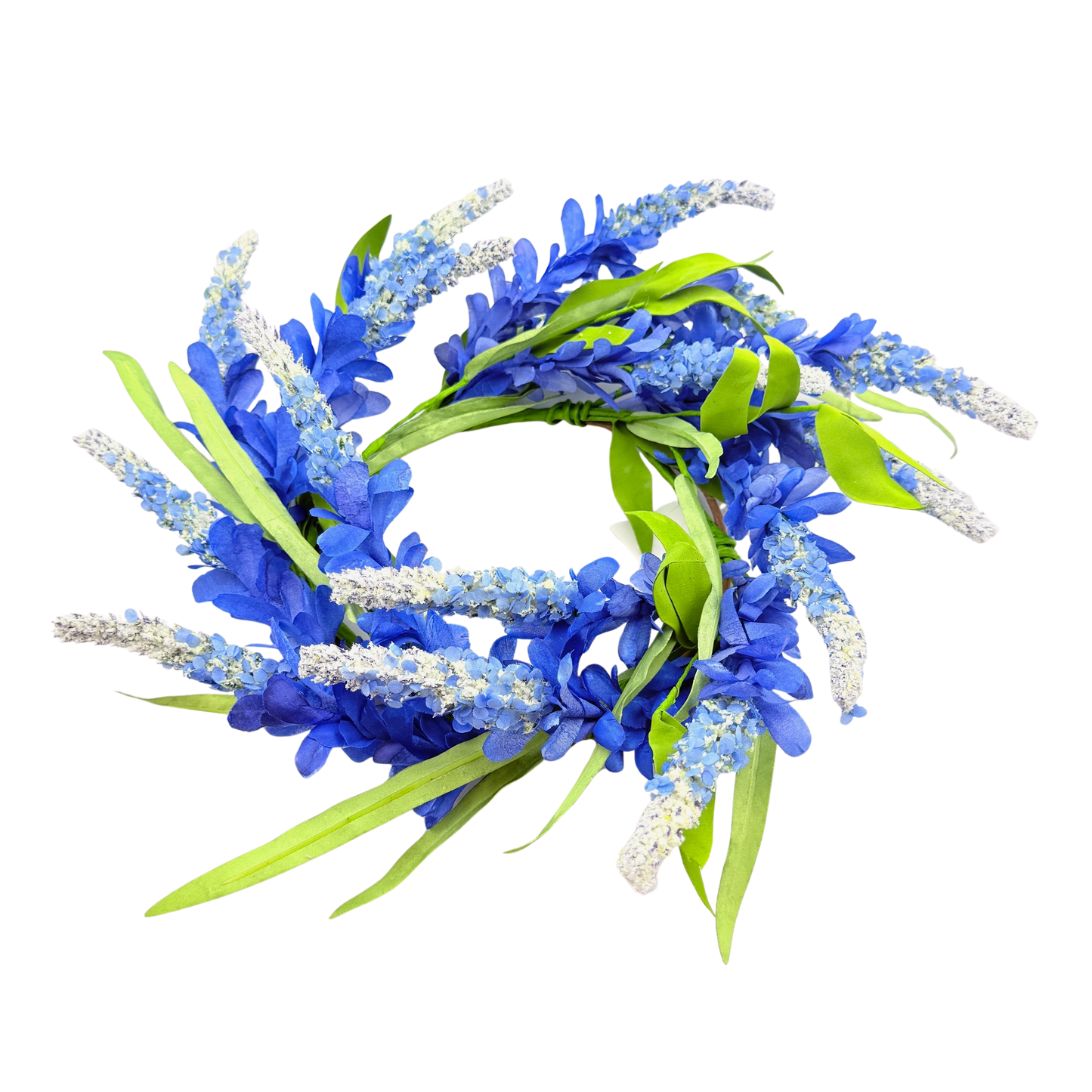 Blue Cluster Flowers with Heather Wreath