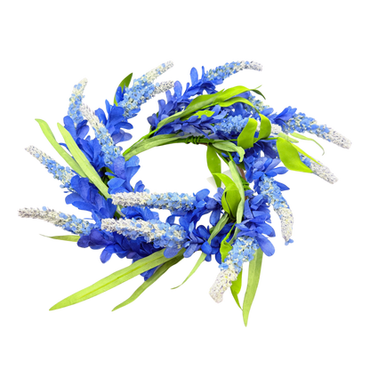 Blue Cluster Flowers with Heather Wreath