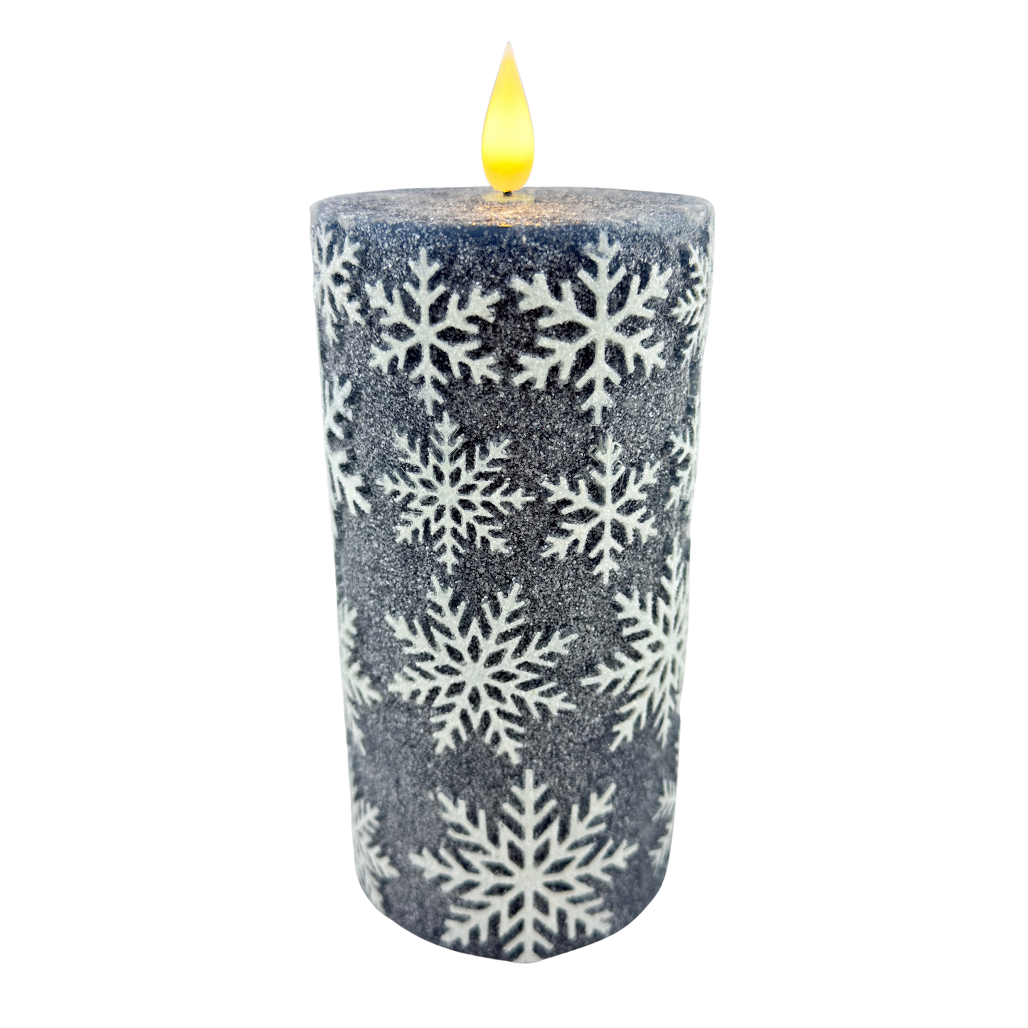 Blue Snowflake LED Timer Pillar - Large