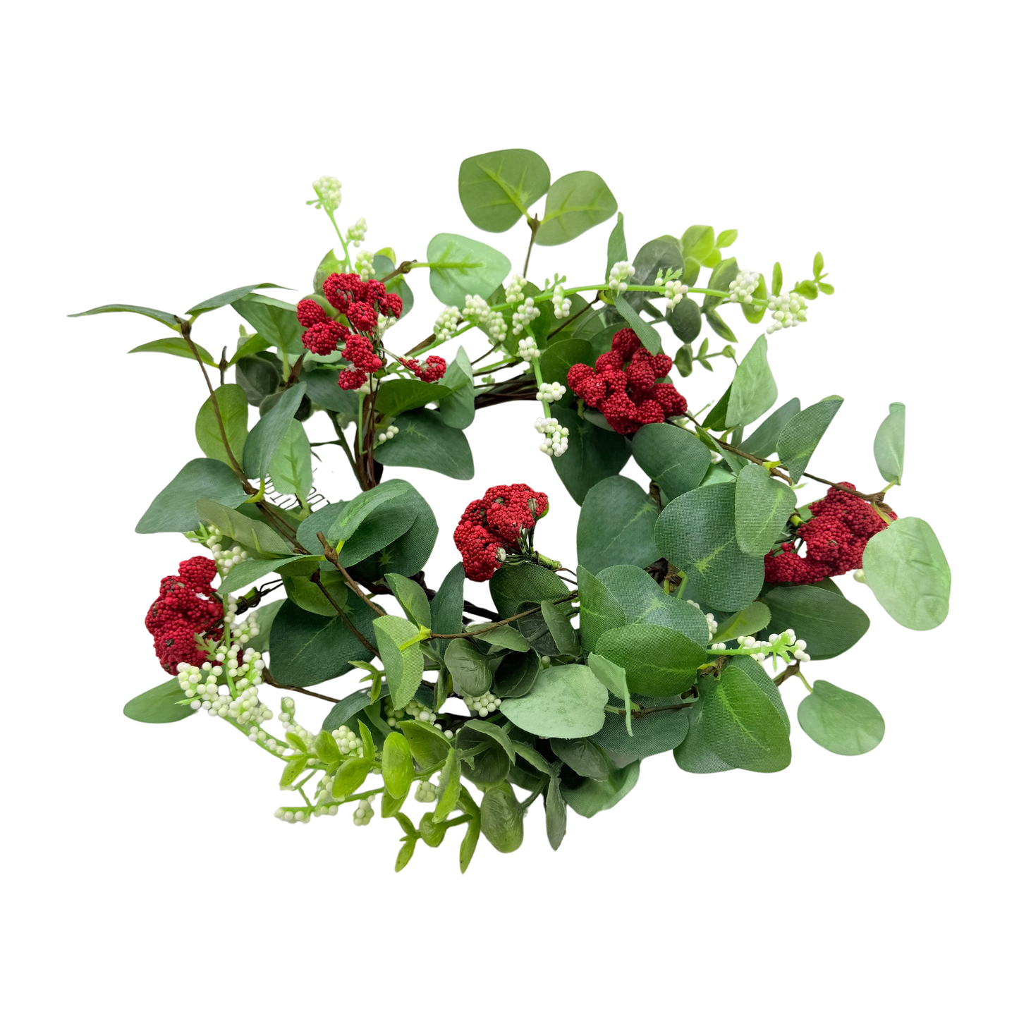 Eucalyptus with Red_Yellow Flowers Candle Ring