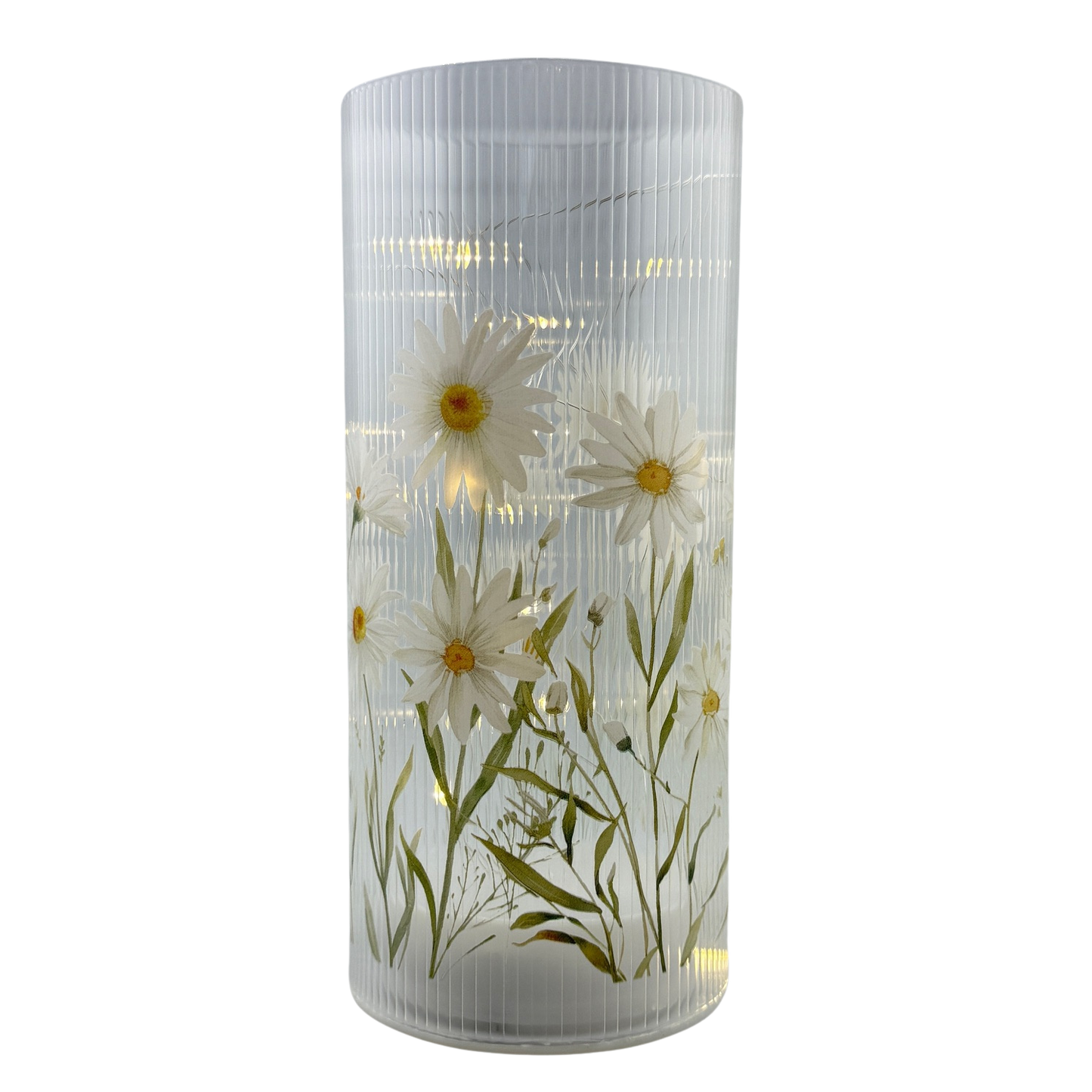 Glass Daisy Jar with Lights