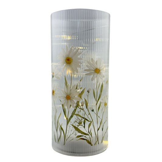 Glass Daisy Jar with Lights