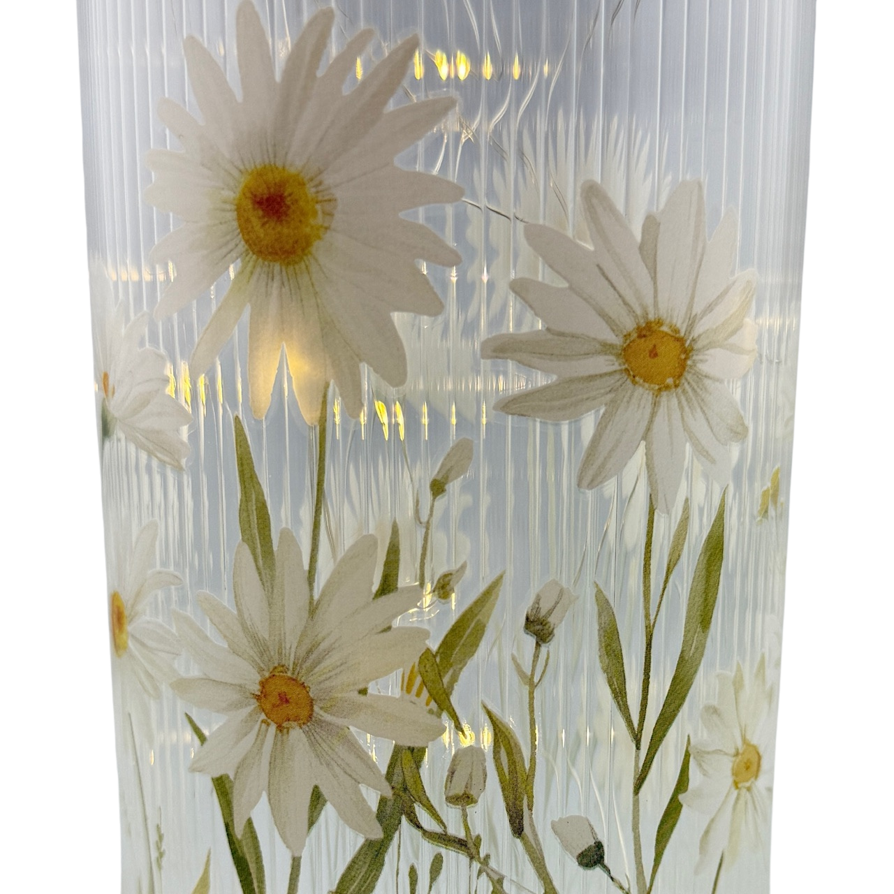Glass Daisy Jar with Lights