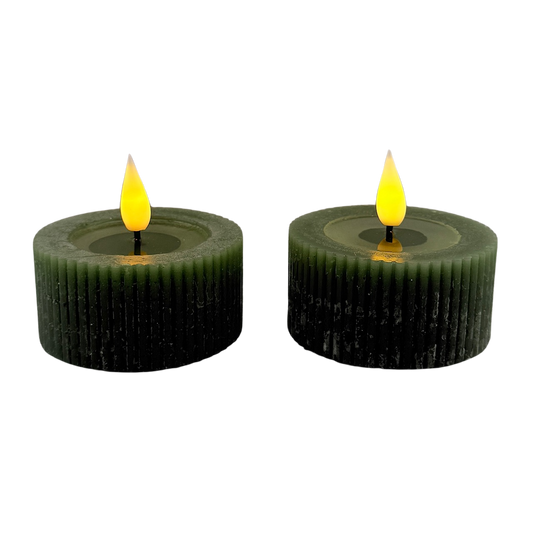 Green LED Tea Lights - Large | Set of 2