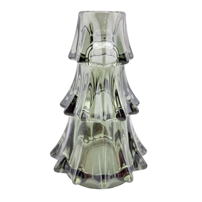 Large Green Glass Tree Taper Holder