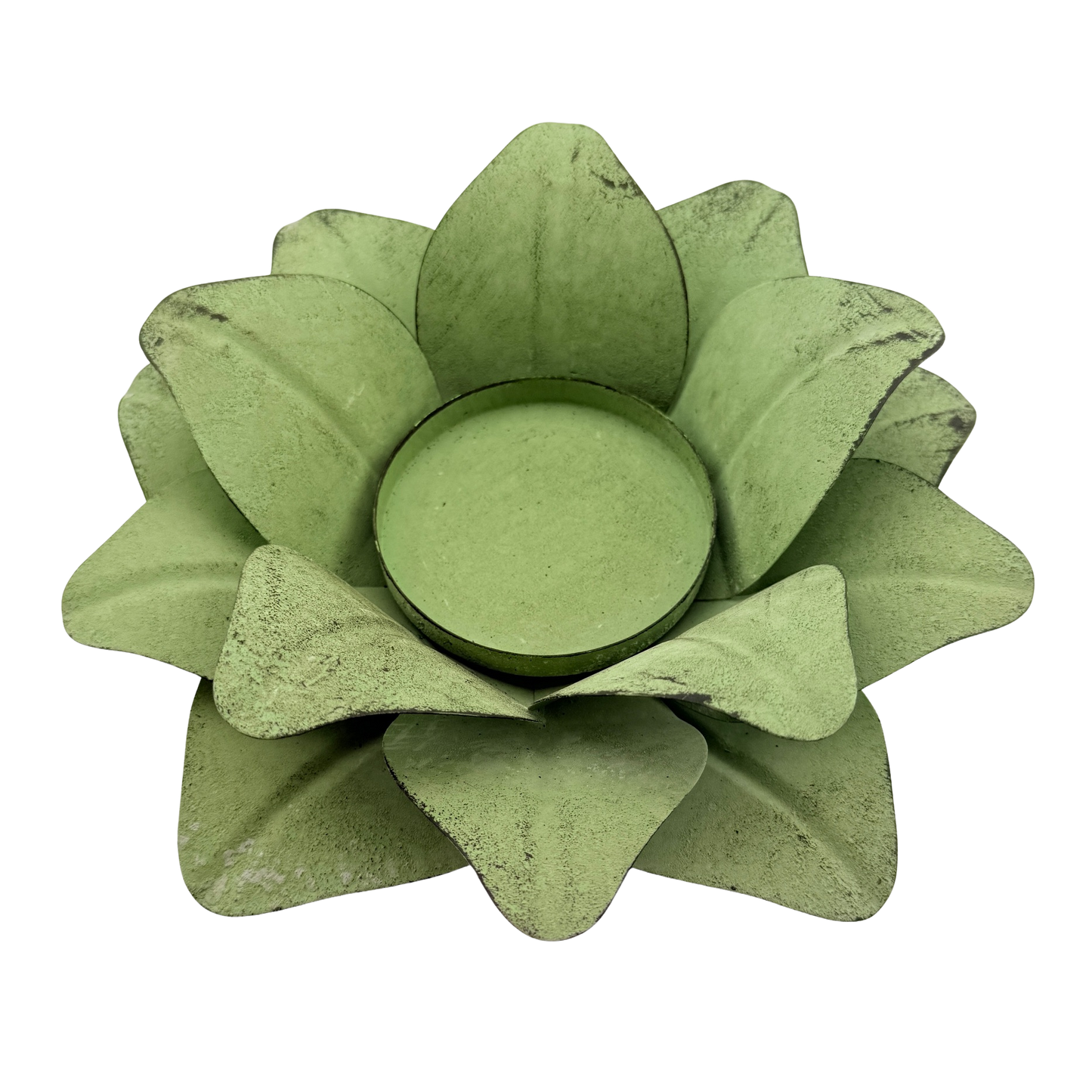 Lotus Candle Holder - Sage / Metal