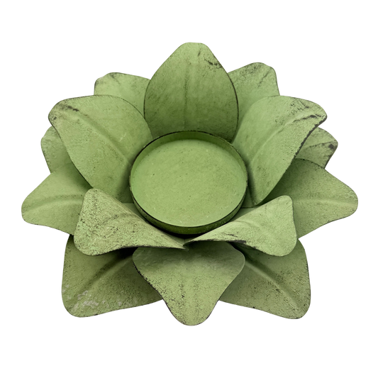 Lotus Candle Holder - Sage / Metal