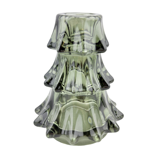 Medium Green Glass Tree Taper Holder