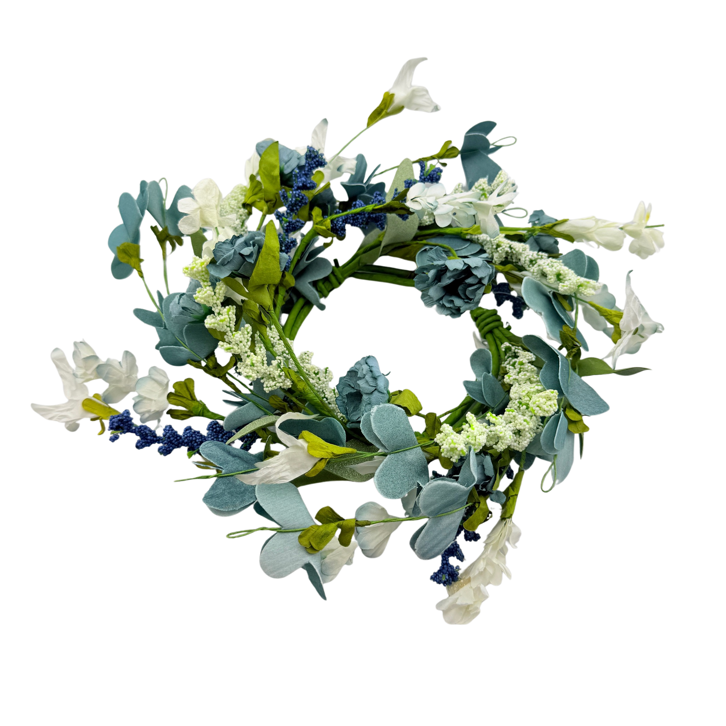 Mixed Blue Floral Candle Ring