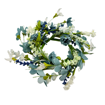 Mixed Blue Floral Candle Ring