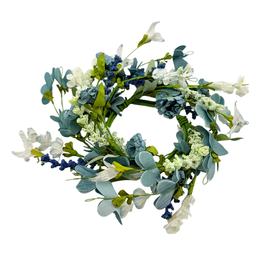 Mixed Blue Floral Candle Ring