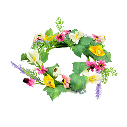 Mixed Pastel Daisy with Grape Leaves Ring