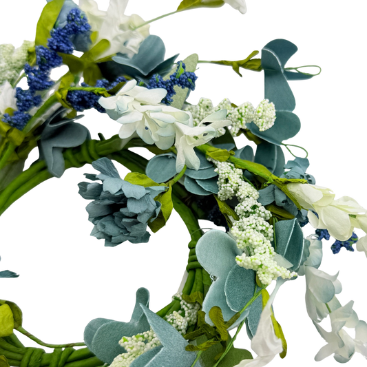 Mixed Blue Floral Candle Ring
