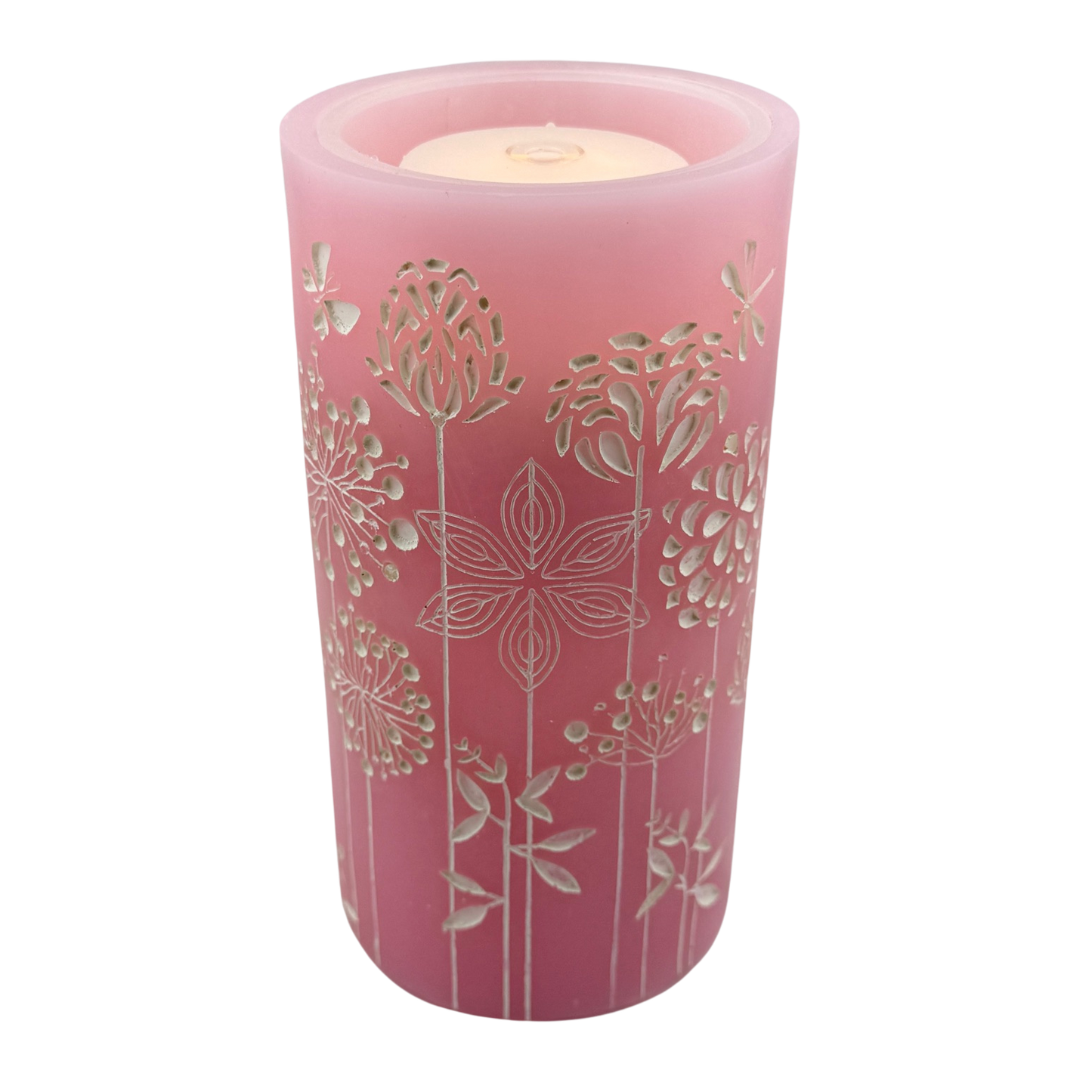 Pink Dandelion Fountain Candle