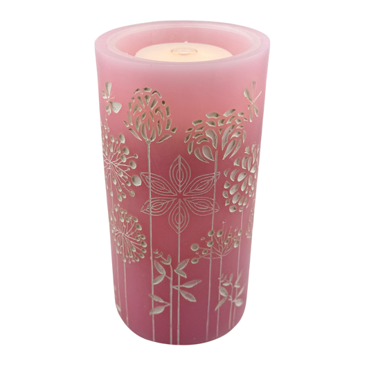 Pink Dandelion Fountain Candle