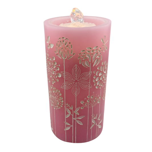 Pink Dandelion Fountain Candle