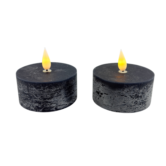 Black LED Tea Lights - Large | Set of 2
