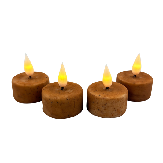 Set of 4 Cinnamon Mini LED Tea Lights