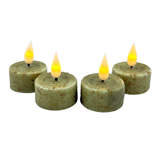 Set of 4 Green Mini LED Tea Lights