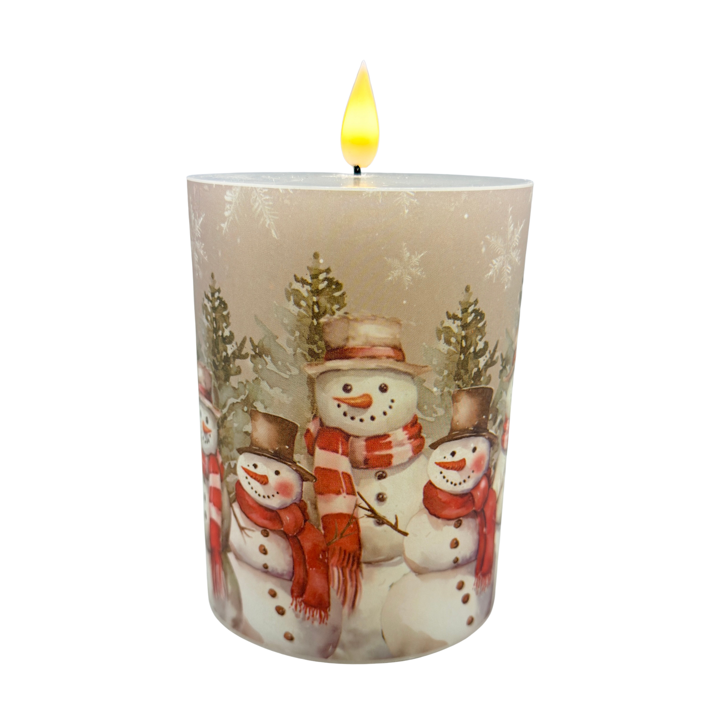 Snowman Family LED Pillar