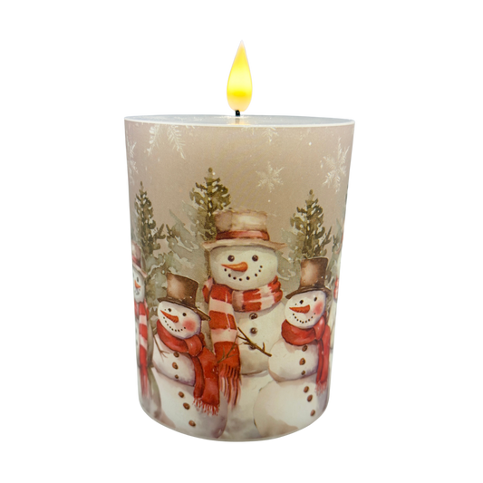 Snowman Family LED Pillar