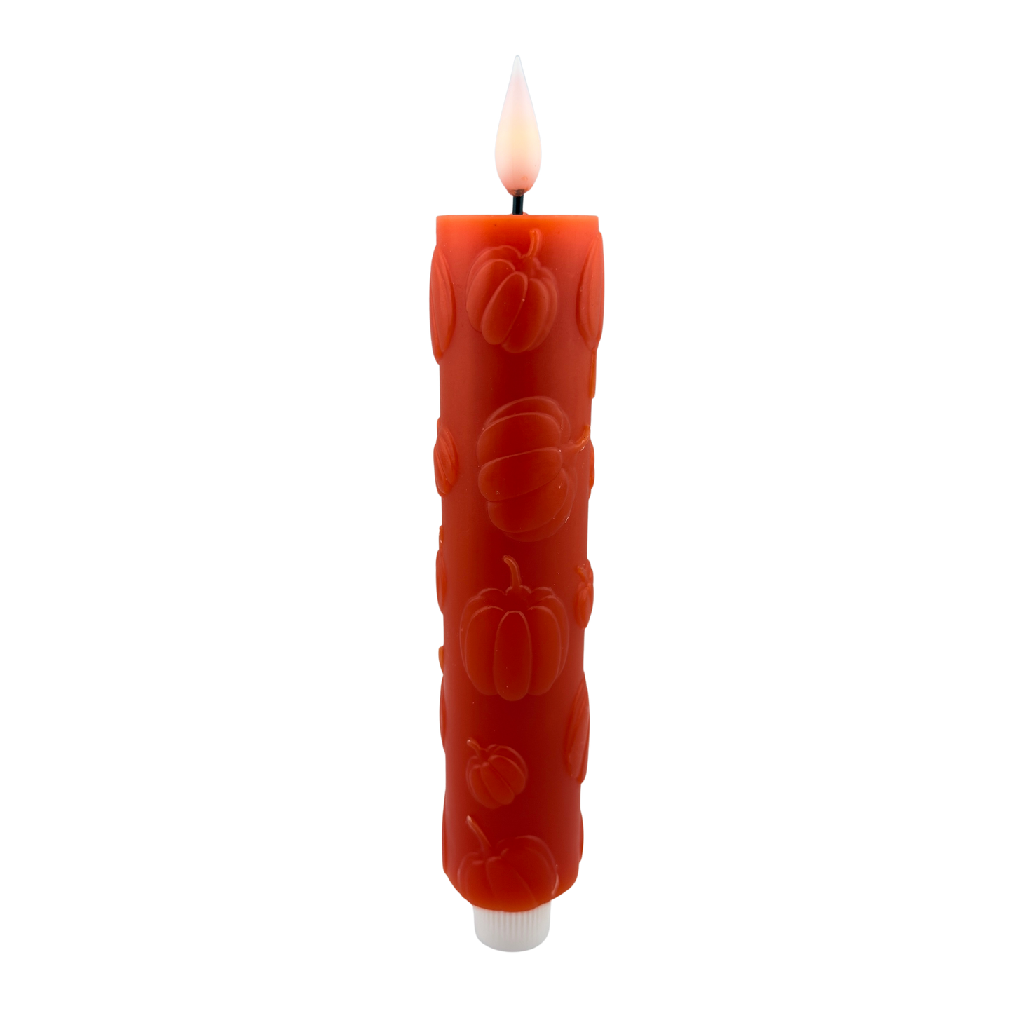 Orange Textured Pumpkin LED Taper Candle