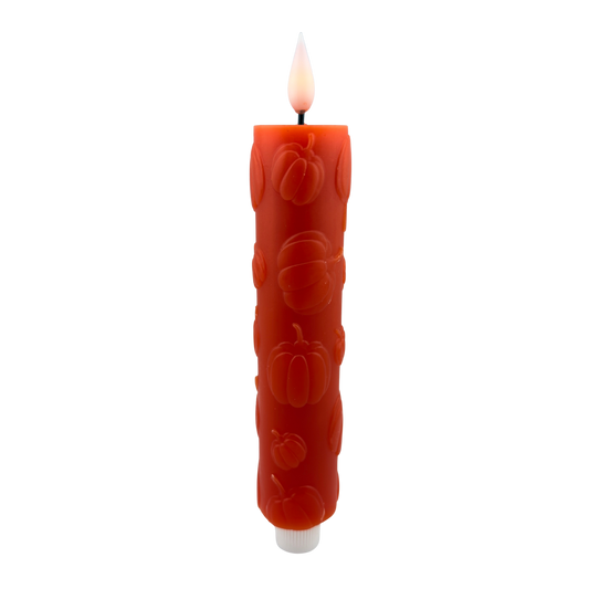 Orange Textured Pumpkin LED Taper Candle