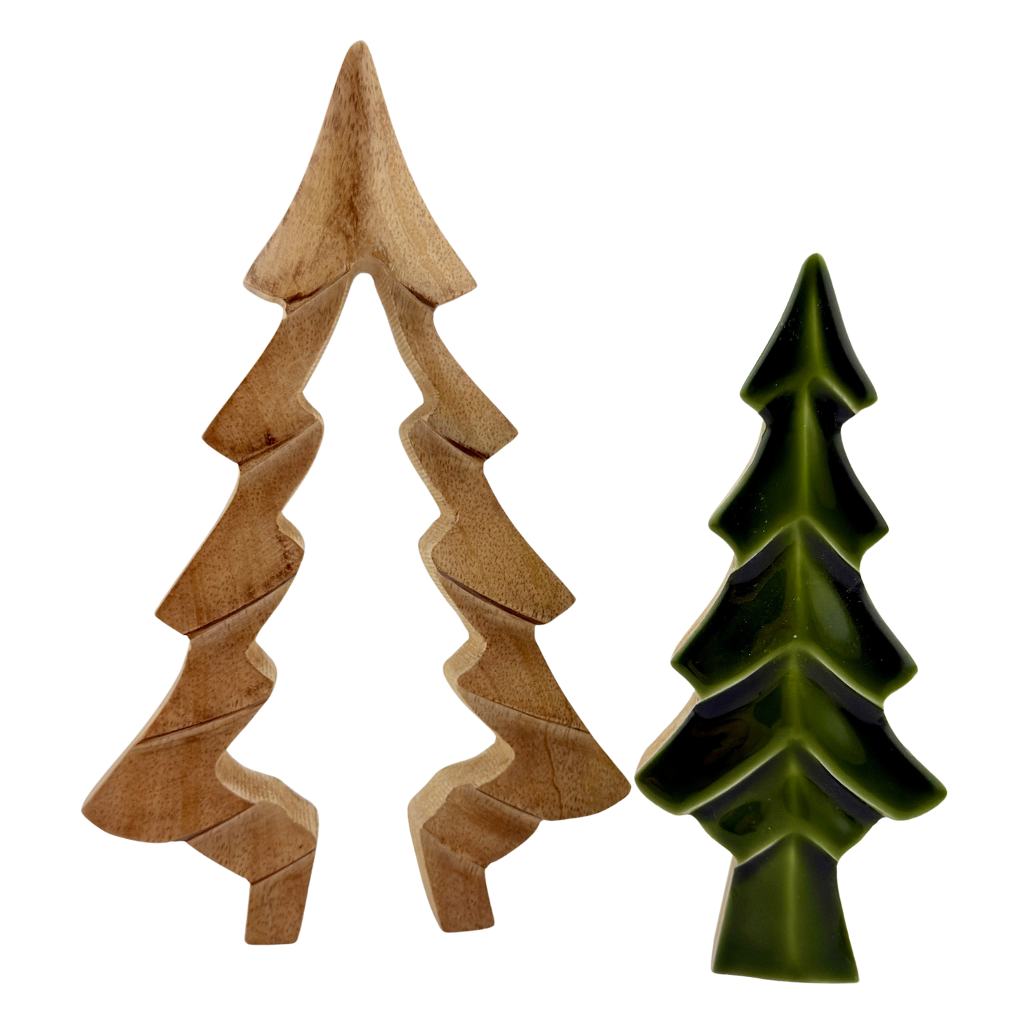 3D Wood and Green Enamel Tree - Large