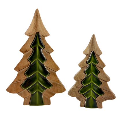 3D Wood and Green Enamel Tree - Small