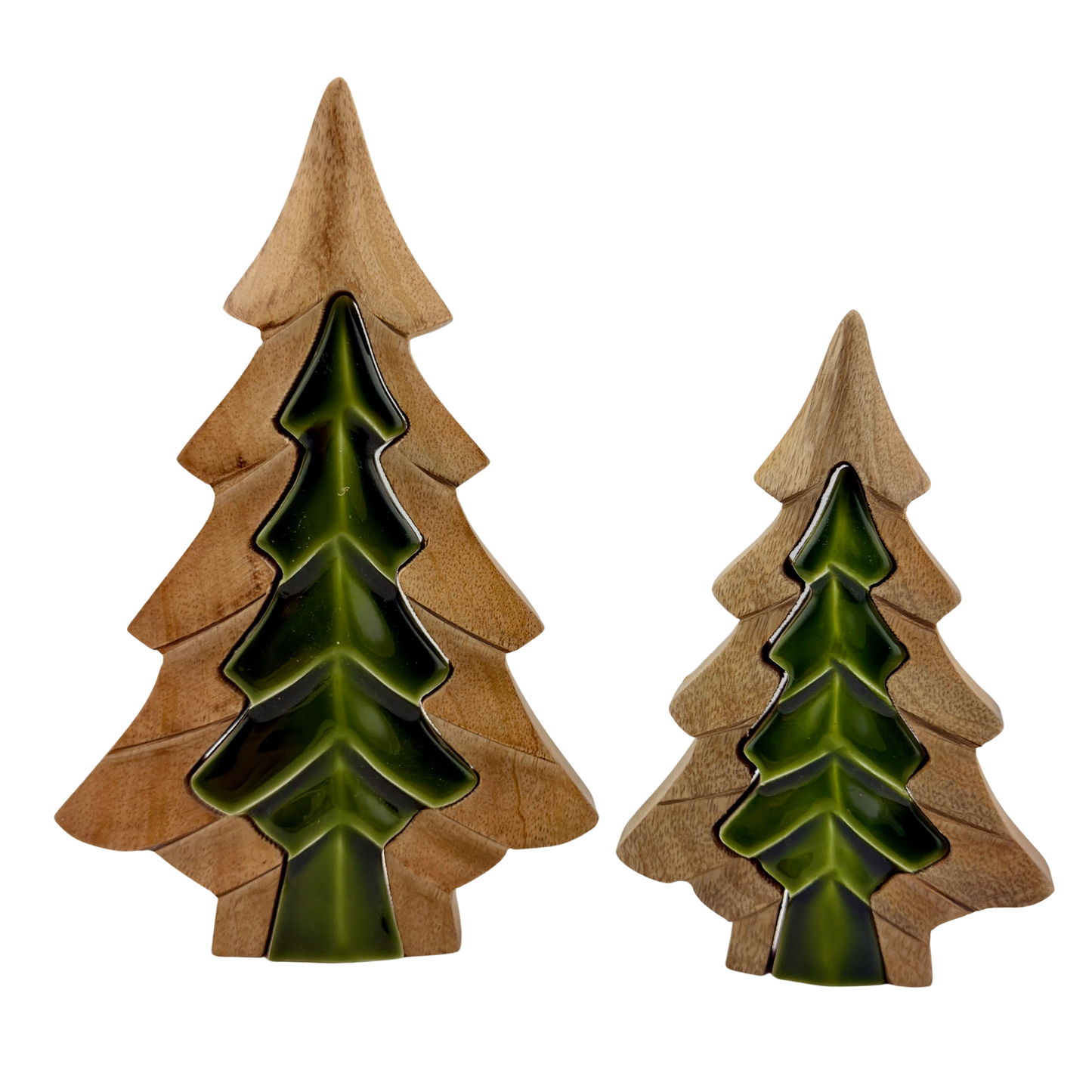3D Wood and Green Enamel Tree - Large