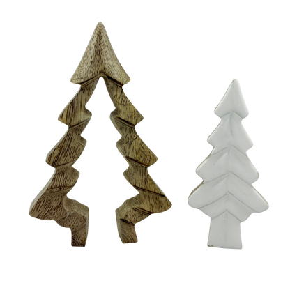 3D Wood and White Enamel Tree - Small