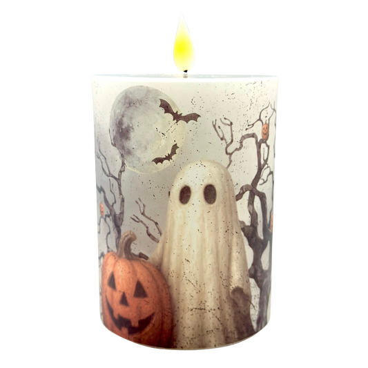 Ghost and Pumpkin LED Timer Pillar