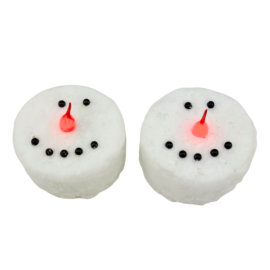 Snowman Face LED Tea Lights - Large | Set of 2