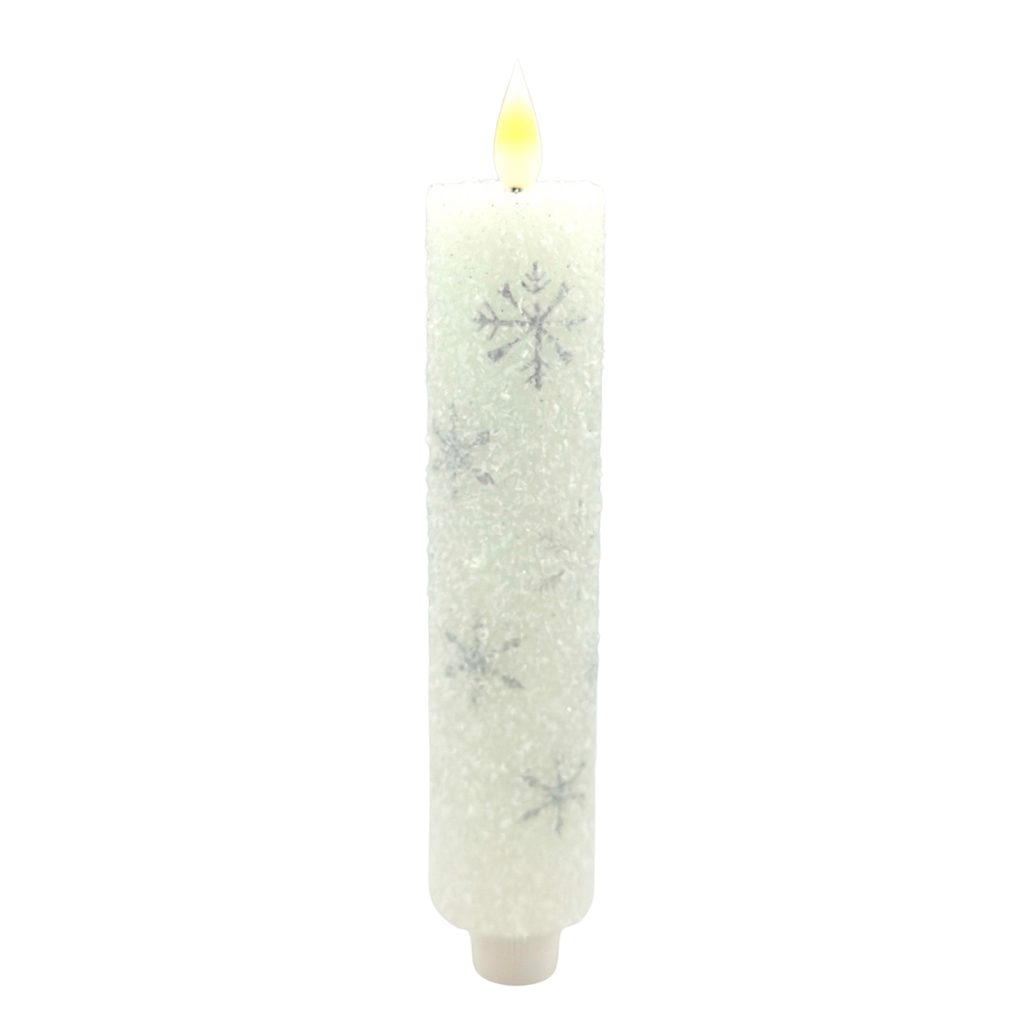 White & Silver Snowflake LED Timer Candle